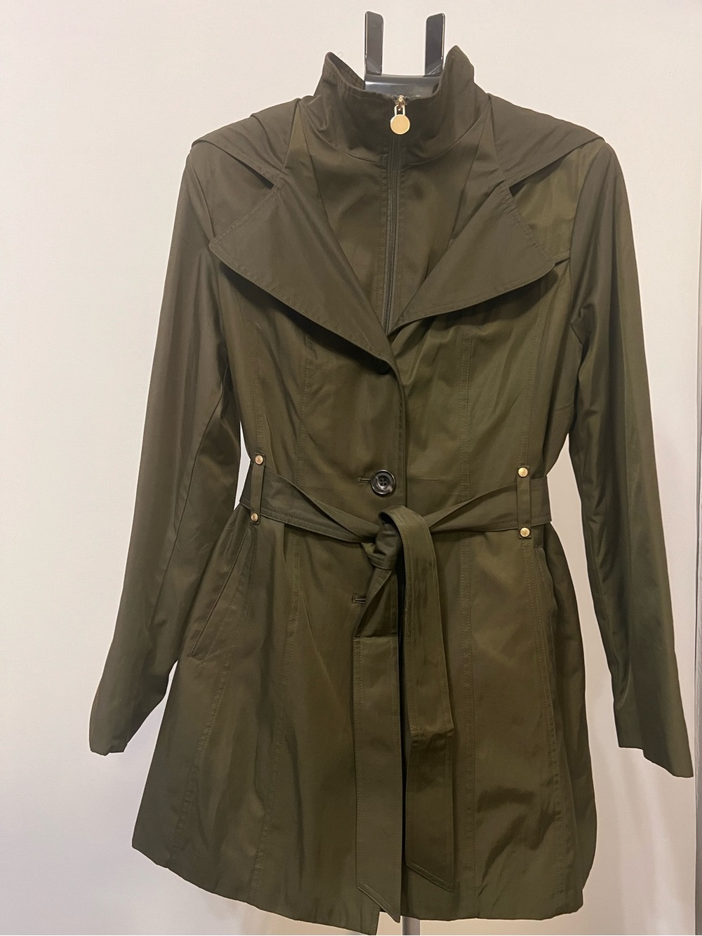 INC International Concepts Olive Green Belted Trench Coat – Size XL